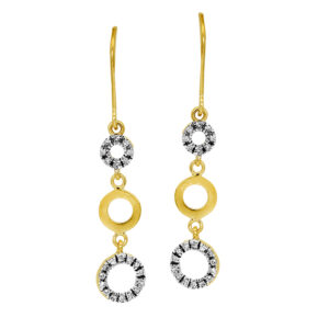 Vintage 10k yellow and white gold circle earrings set with 0.50 carats of round brilliant earth-mined diamonds.