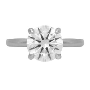 New 18k white gold under halo engagement ring set with a 3.00 carat round brilliant lab-grown diamond plus 0.10 carats of round brilliant lab-grown diamonds.
