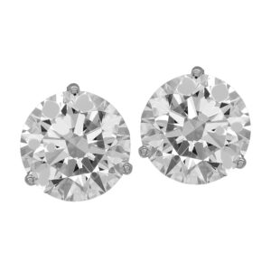 New 14k white gold stud earrings set with 4.56 carats of round brilliant lab-grown diamonds.
