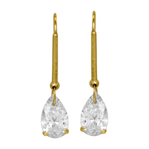 New 14k yellow gold earrings set with 3.08 carats of pear-shaped lab-grown diamonds.