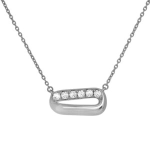 New 18k white gold Hearts On Fire INSIDE/OUT mini link necklace set with 0.11 carats of round brilliant diamonds on a 17" chain.