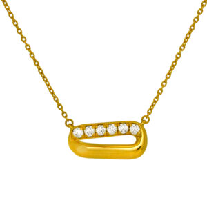New 18k yellow gold Hearts On Fire INSIDE/OUT mini link necklace set with 0.11 carats of round brilliant diamonds on a 17" chain.