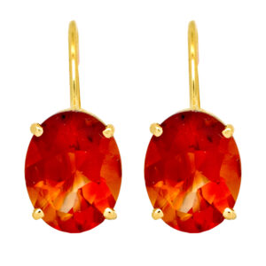 Vintage 14k yellow gold earrings set with 4.50 carats of oval citrines.