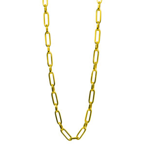 Vintage 14k yellow gold paper clip necklace, 18.5" in length.