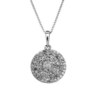 Vintage 14k white gold circle pendant set with 0.50 carats of single cut and round brilliant earth-mined diamonds on an 18" cable chain.
