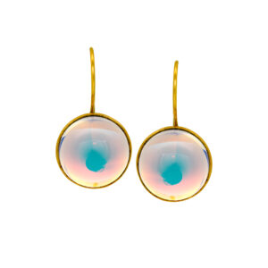 Vintage 18k yellow gold Baccarat Eclipse round crystal earrings.