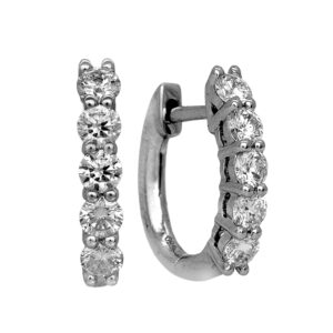 New 18k white gold hoop earrings set with 0.73 carats of round brilliant earth-mined diamonds.