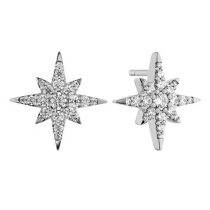 New 18k white gold Hearts On Fire Charmed Sunburst earrings set with 0.41 carats of round brilliant earth-mined diamonds.