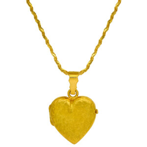 Vintage 18k yellow gold heart locket pendant.