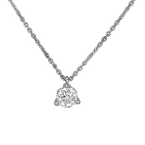 Vintage 18k white gold Roberto Coin Classic Diamond solitaire necklace set with a 0.50 carat round brilliant earth-mined diamond on a 16" chain.