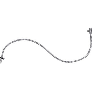 New 14k white gold tennis bracelet set with 2.00 carats of lab-grown round brilliant diamonds.