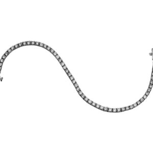 New 14k white gold tennis bracelet set with 5.04 carats of lab-grown round brilliant diamonds.