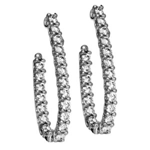 New 18k white gold Hearts On Fire Signature Pear hoop earrings set with 0.88 carats of round brilliant earth-mined diamonds.