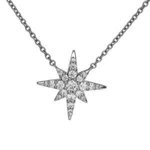 New 18k white gold Hearts On Fire Charmed Starburst necklace set with 0.31 carats of round brilliant earth-mined diamonds.
