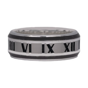 Vintage sterling silver, titanium, and black enamel Tiffany & Co. Atlas band.