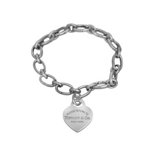 Vintage sterling silver Tiffany & Co. Please Return to Tiffany heart tag bracelet.