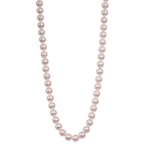 Vintage 18k white gold Tiffany & Co. Essential Pearls Akoya pearl necklace with a lobster clasp on a 16" chain, with box.