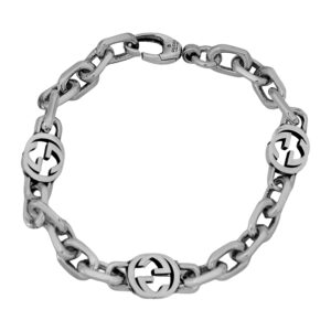 Vintage sterling silver Gucci interlocking chain bracelet.