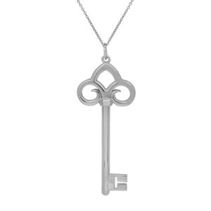 Vintage sterling silver Tiffany & Co. Fleur de Lis key pendant on a 22" cable chain.