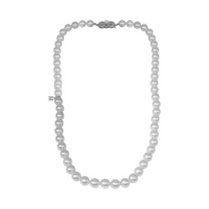 Vintage Mikimoto 16" strand of 6-6.5mm Japanese Akoya pearls on an 18k white gold clasp, with original box.