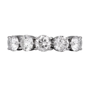 Vintage 14k white gold anniversary band set with 1.75 carats of round brilliant earth-mined diamonds.