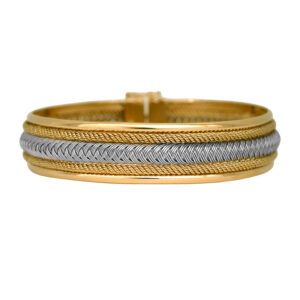 Vintage 18k yellow gold braided bangle.