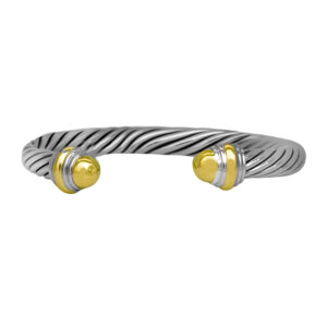 Vintage sterling silver and 14k yellow gold David Yurman Classic Cable cuff bracelet.