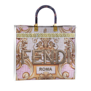 Vintage Fendi x Versace Fendace Baroque Sunshine tote bag with tortoiseshell handles & box.