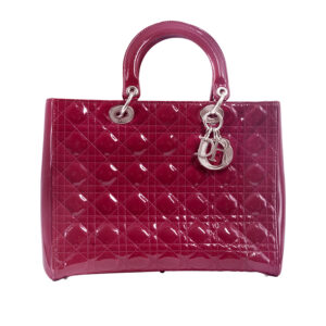 Vintage Dior Lady Dior burgundy leather tote with shoulder strap.
