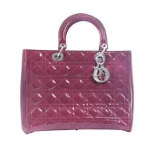 Vintage Dior Lady Dior burgundy leather tote with shoulder strap.