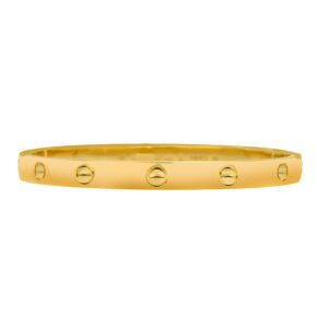 Vintage 18k yellow gold Cartier LOVE bracelet with box and screwdriver.