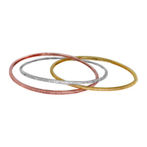 Vintage 14k yellow, white & rose gold interlocking bangle set with 3.00 carats of round brilliant earth-mined diamonds.
