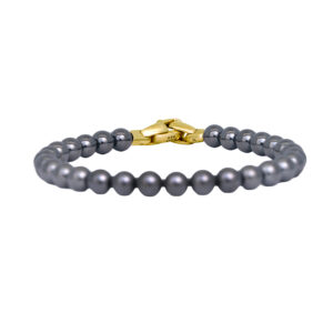 Vintage sterling silver David Yurman Spiritual Beads bracelet set with 6mm hematite beads.