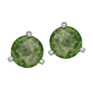 New 14k white gold earrings set with 2.72 carats of round pineapple cut peridots.