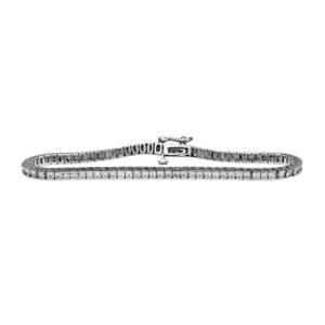 Vintage 18k white gold tennis bracelet set with 3.10 carats of round brilliant earth-mined diamonds.