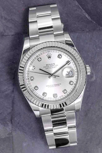a close up image of a rolex datejust watch