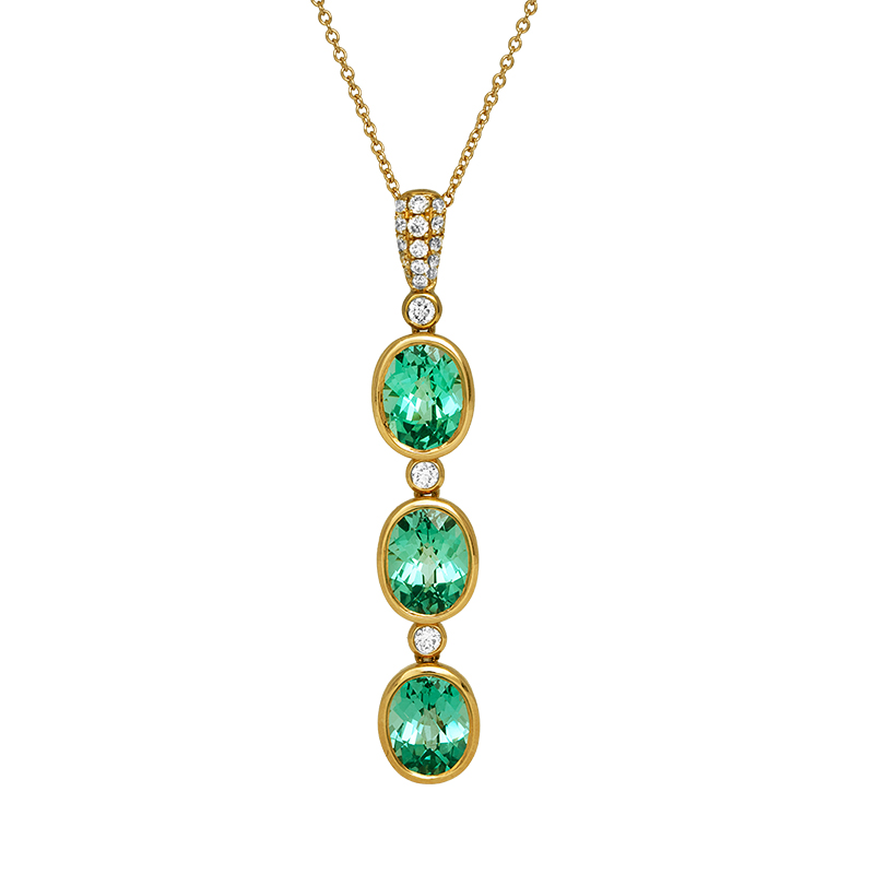 New Chatham 7.39 Carats Lab-Grown Chrysoberyl & Diamond Pendant