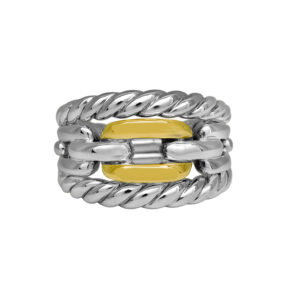 Vintage sterling silver and 18k yellow gold David Yurman Wellesley Chain Link Statement Band.