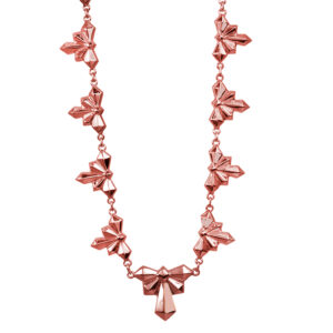 Vintage 18k rose gold geometric bow link necklace.