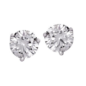 Vintage 14k white gold earrings set with 4.16 carats of lab-grown round brilliant diamonds.