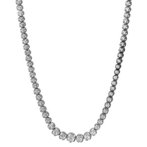 Vintage 18k white gold tennis necklace set with 4.00 carats of round brilliant earth-mined diamonds.