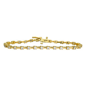 Vintage 14k yellow gold bracelet set with 1.82 carats of round brilliant earth-mined diamonds.