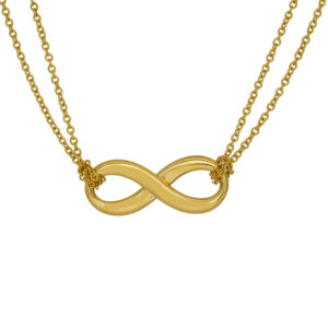 Vintage 18k yellow gold Tiffany & Co. Infinity pendant on a 16" double cable chain.