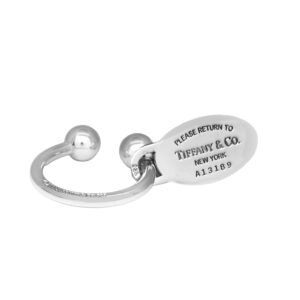 Vintage sterling silver Tiffany & Co. Please Return to Tiffany oval key ring.
