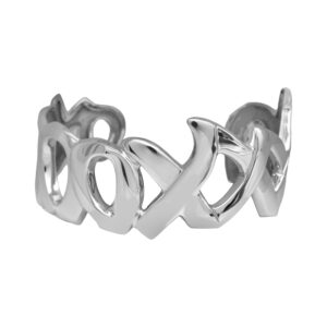 Vintage sterling silver Tiffany & Co. Paloma Picasso Love & Kisses cuff bracelet.