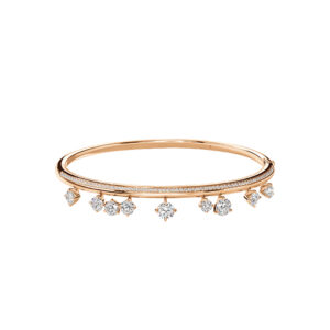 New 18k rose gold Hearts On Fire Barre bracelet set with 2.50 carats of round brilliant earth-mined diamonds.