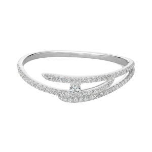 New 18k white gold Hearts On Fire Vela bangle set with 5.90 carats of round brilliant earth-mined diamonds.