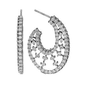 New 18k white gold Hearts On Fire Inspiration earrings set with 3.92 carats of round brilliant earth-mined diamonds.