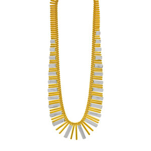 Vintage 18k yellow gold textured fringe necklace with box clasp.